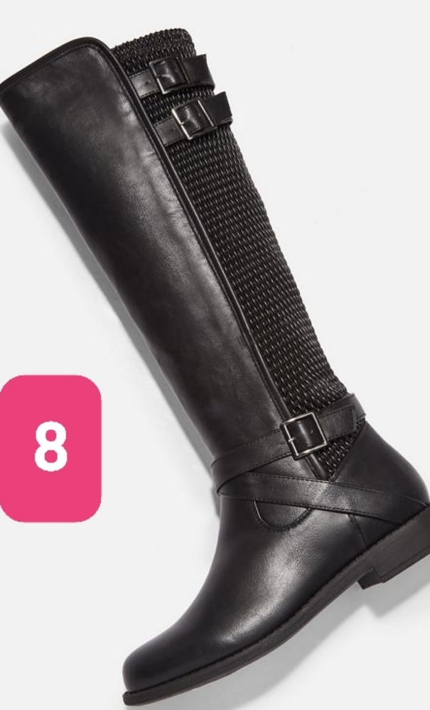 New JustFab black faux leather boots